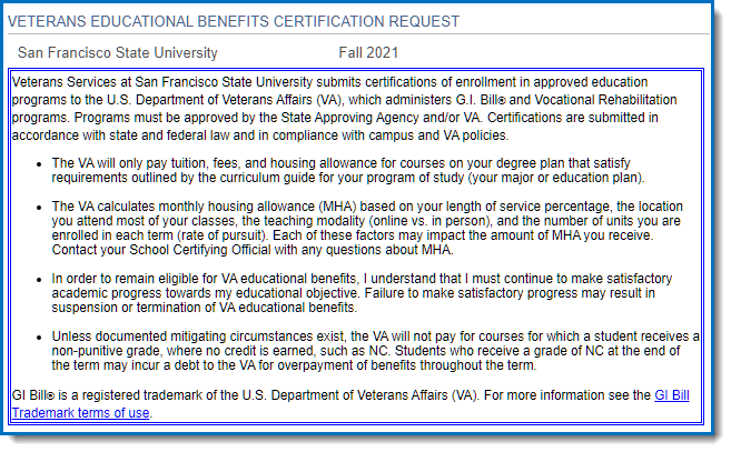 Veteran benefit disclaimer text before class certification