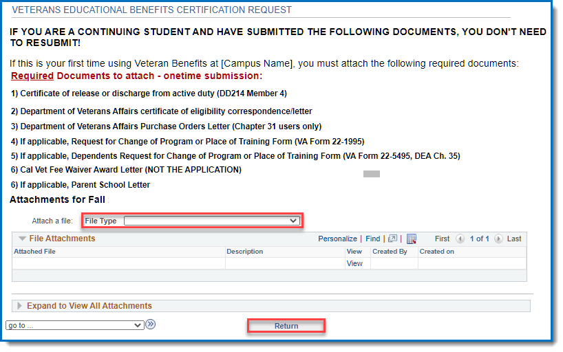 Document upload screen with no documents present