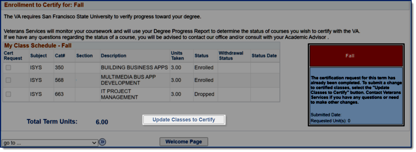 The enrollment certification sections showing three examples